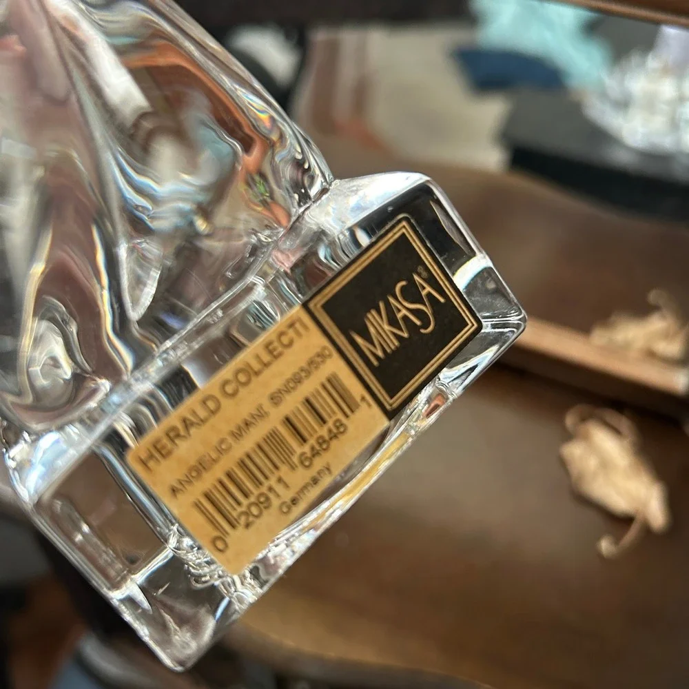 Mikasa Herald Collection Angel Mandolin Crystal Figurine Germany Clear Excellent